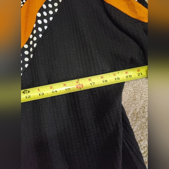 SHEIN V Neck Black/White Polka-dot/Orange Lace Blouse - Picture 7 of 11